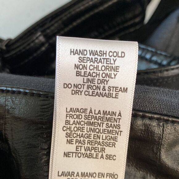 Good American Faux Better Than Leather Black Textured Overalls Straight Leg - Picture 12 of 16